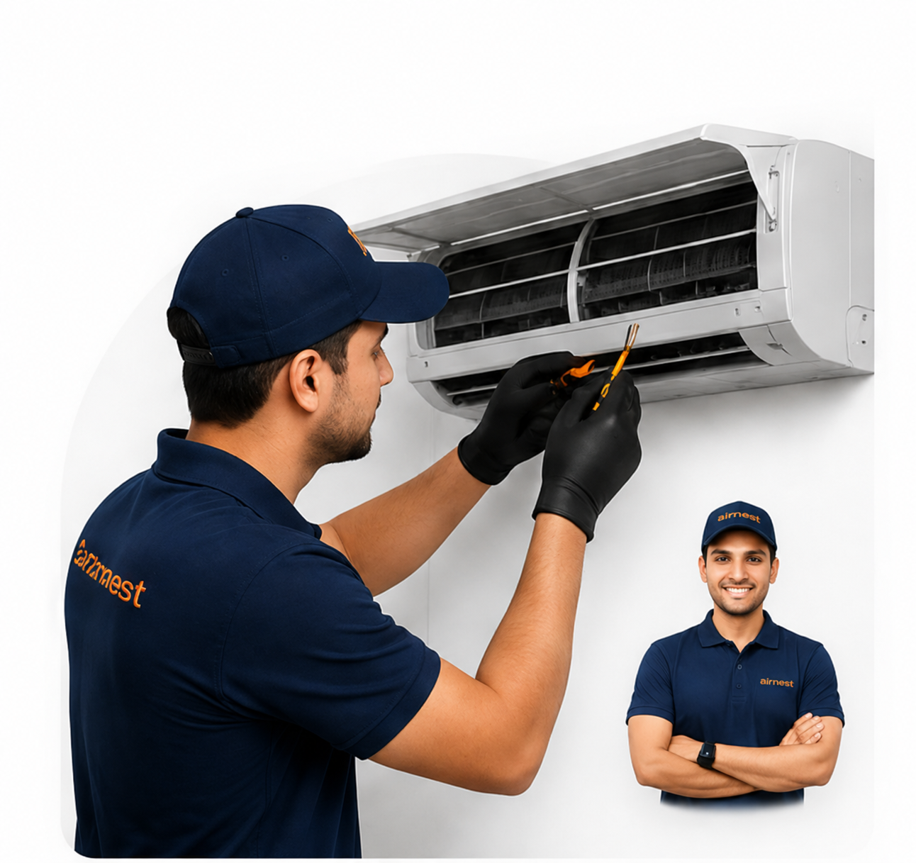 Samonest professional servicing an air conditioner