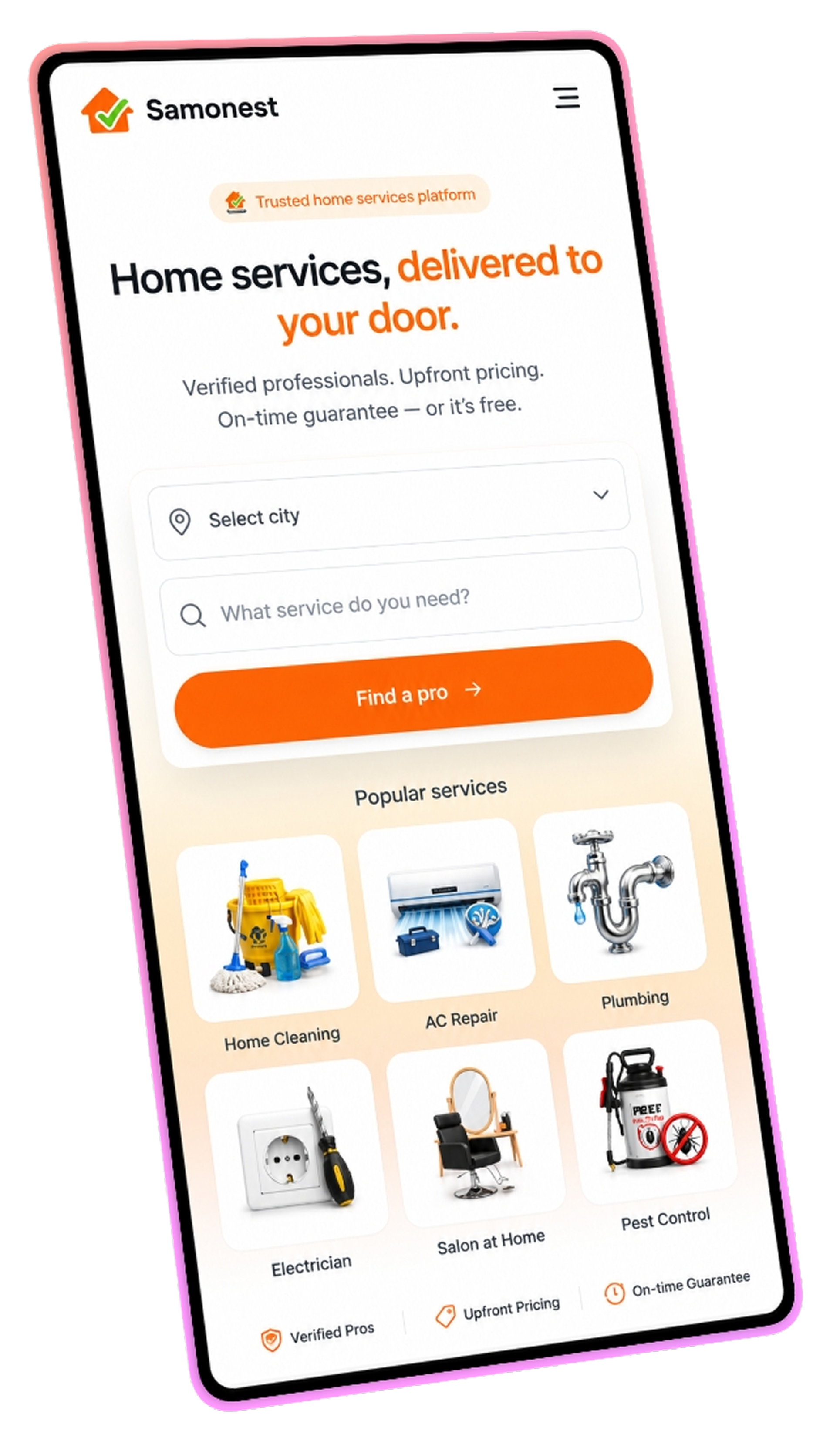 Samonest mobile app preview